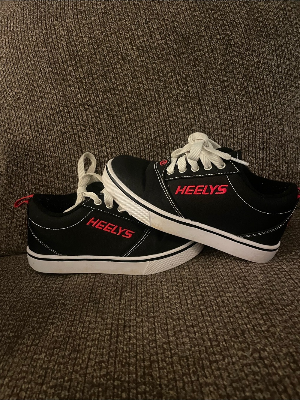 Heelys Youth Black Skate Sneakers with Red Logo and White Soles